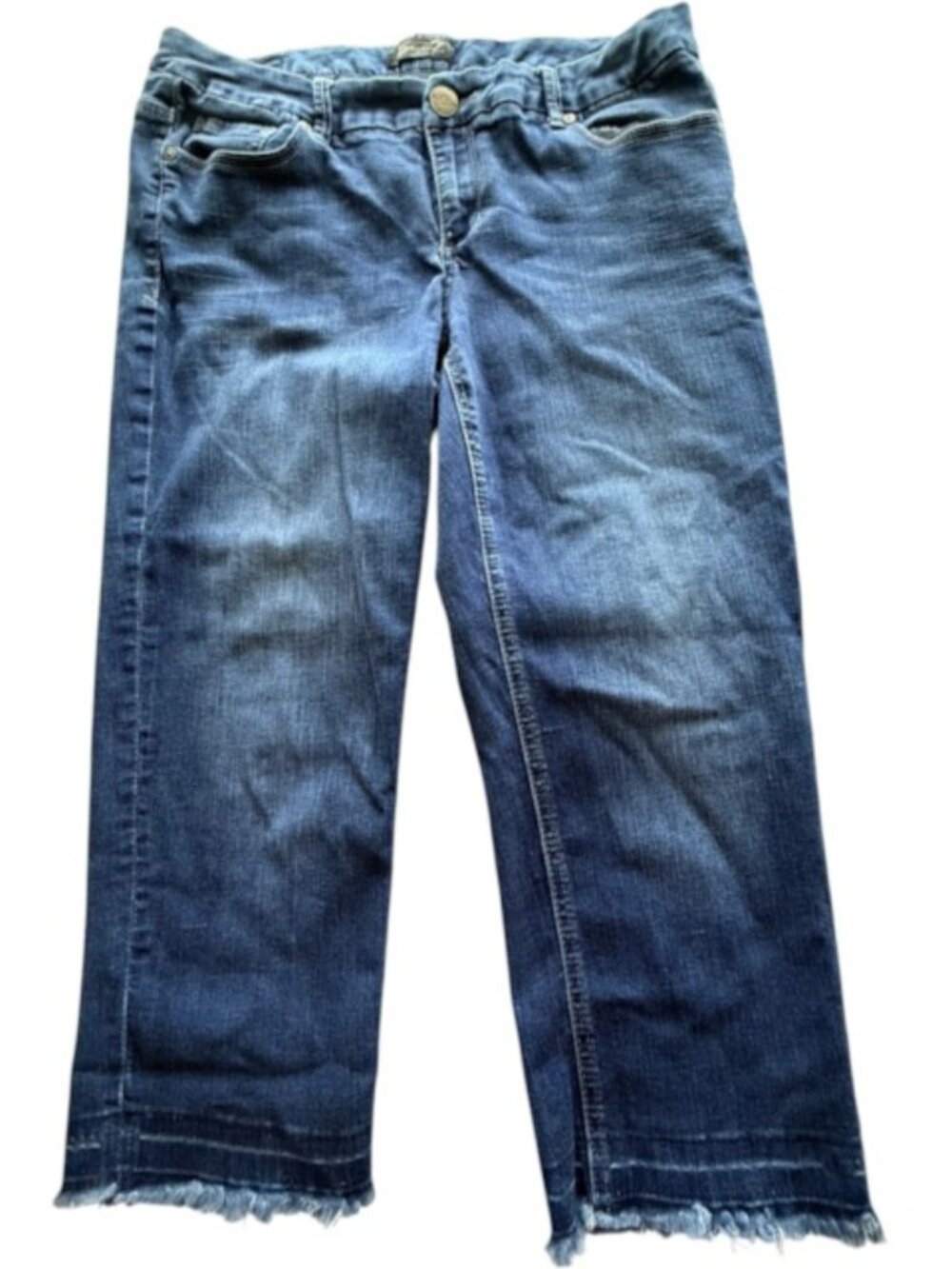 Seven 7 Luxe Embroidered Cropped Jeans Women Size 14 McBling Y2k Coastal Grandma